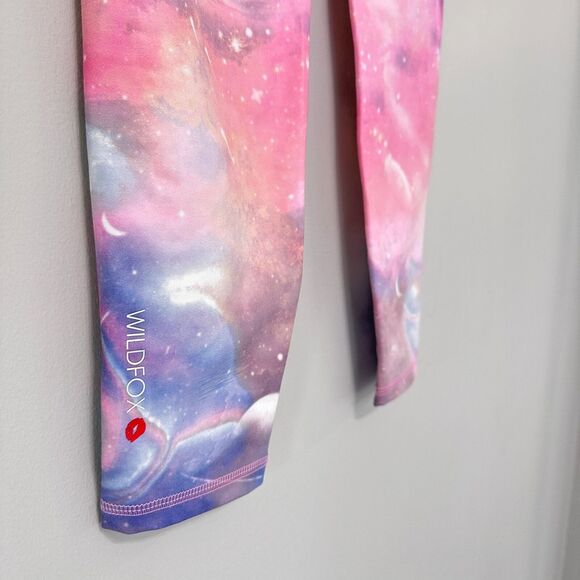 Wildfox 7/8 Leggings Womens Large Cosmic Pink High Rise Activewear Gym Celestial - Picture 8 of 11